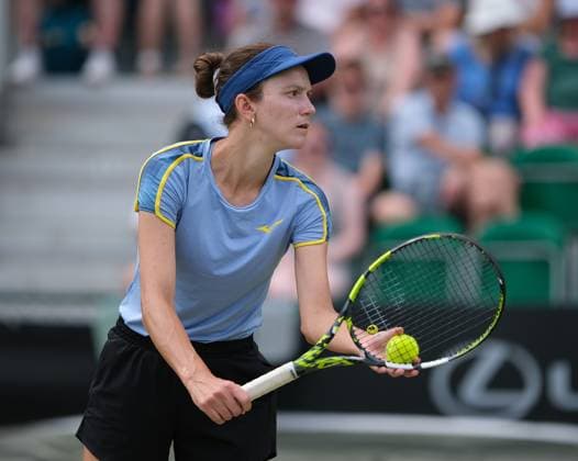 21st June 2025; Lexus Nottingham Tennis Centre, Nottingham, England; Lexus Nottingham Open, Day 6; Anna Danilina serves to Su Wei Hsieh in their doubles match  ActionPlus12803446 PaulxBonser