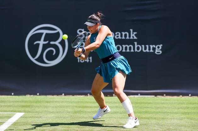 Bad Homburg on 21 06 2025 Womens Tennis Tournament WTA 500 Bad Homburg Open powered by Solarwatt 2025 Eva Lys GER vs Ana Konjuh CRO v l , Ana Konjuh CRO plays a backhand Copyright: JoaquimxFerreira
