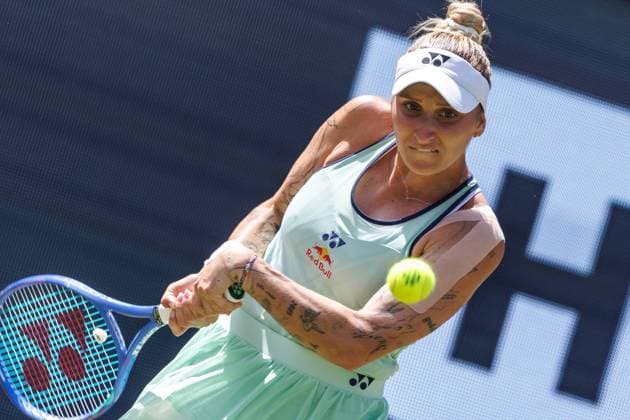 21 06 2025 Tennis WTA Tour Berlin, Singles, Women, Semifinals, Marketa Vondrousova CZE Samsonova Russia , Steffi Graf Stadium Marketa Vondrousova returns a ball Tennis WTA Tour Berlin