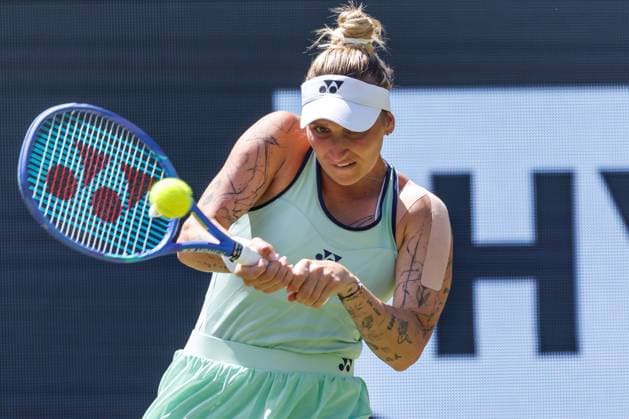 21 06 2025 Tennis WTA Tour Berlin, Singles, Women, Semifinals, Marketa Vondrousova CZE Samsonova Russia , Steffi Graf Stadium Marketa Vondrousova returns a ball Tennis WTA Tour Berlin