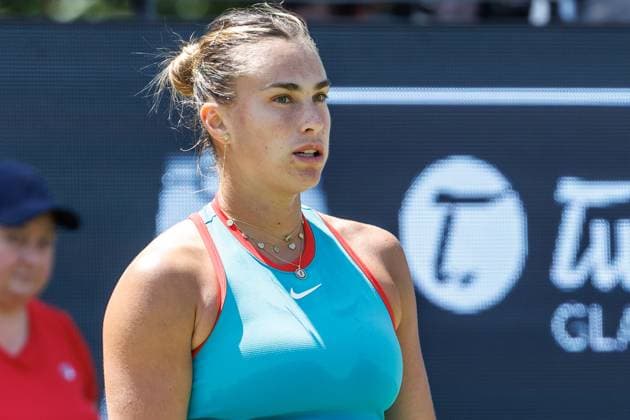 21 06 2025 Tennis WTA Tour Berlin, Singles, Women, Semifinals, Marketa Vondrousova CZE Samsonova Russia , Steffi Graf Stadium Aryna Sabalenka returns a ball Tennis WTA Tour Berlin