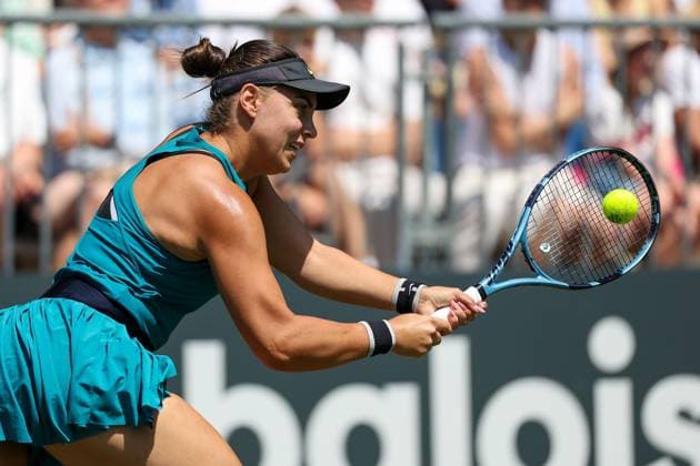 Bad Homburg on 21 06 2025 Womens Tennis Tournament WTA 500 Bad Homburg Open powered by Solarwatt 2025 Eva Lys GER vs Ana Konjuh CRO v l , Ana Konjuh CRO plays a backhand Copyright: JoaquimxFerreira