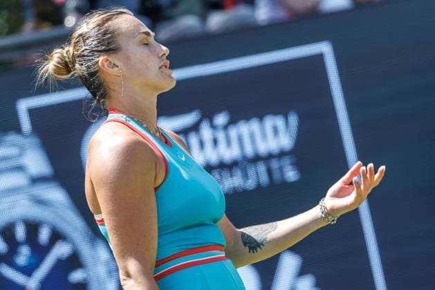 21 06 2025 Tennis WTA Tour Berlin, Singles, Women, Semifinals, Marketa Vondrousova CZE Samsonova Russia , Steffi Graf Stadium Aryna Sabalenka is annoyed about losing the ball Tennis WTA Tour Berlin