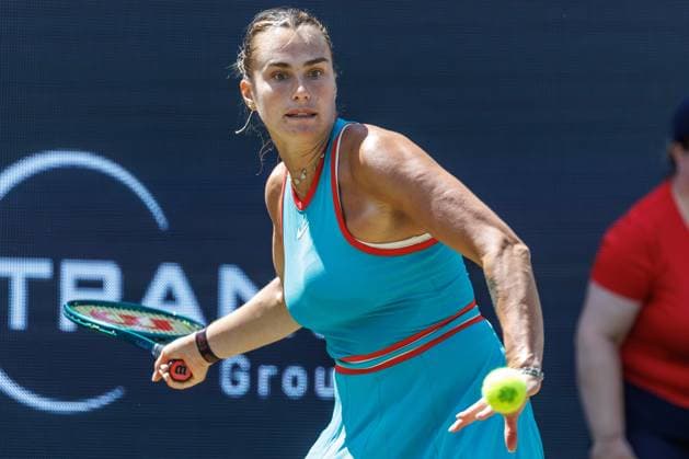 21 06 2025 Tennis WTA Tour Berlin, Singles, Women, Semifinals, Marketa Vondrousova CZE Samsonova Russia , Steffi Graf Stadium Aryna Sabalenka returns a ball Tennis WTA Tour Berlin