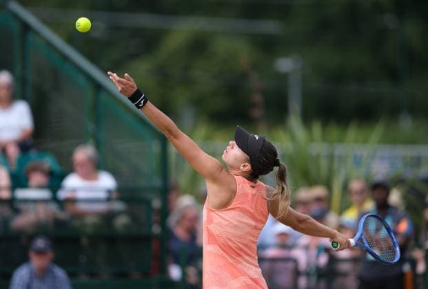21st June 2025; Lexus Nottingham Tennis Centre, Nottingham, England; Lexus Nottingham Open, Day 6; Magda Linette serves to Dayana Yastremska during their semi final match, Dayana Yastremska won 6-4 6-4  ActionPlus12803498 PaulxBonser