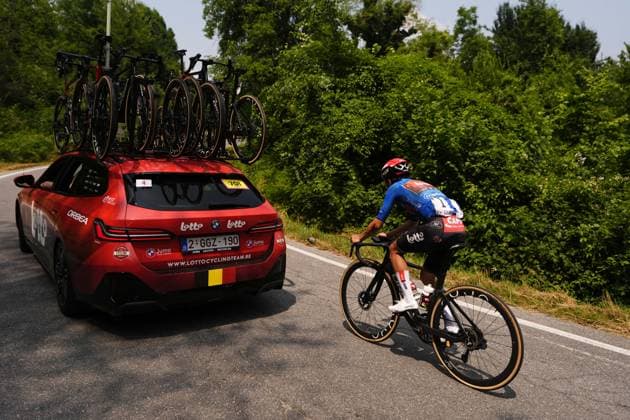 Jarno Widar (Lotto Development Team) Blue jersey during the stage 7 of the Giro Next Gen 2025, Bra (Cn) Prato Nevoso, 166 km, Italy - Saturday, June 21, 2025. - cycling.  Copyright: xFabioxFerrari LaPressex