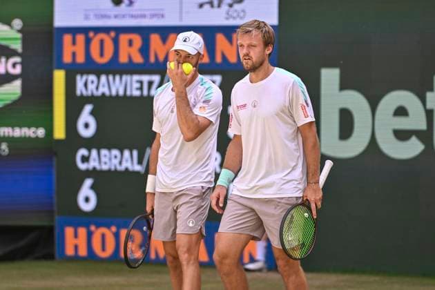 Tim Puetz GER, Kevin Krawietz GER at the arrangement 21 06 2025 Tennis TERRA WORTMANN OPEN ATP 500, OWL ARENA, TERRA WORTMANN OPEN, Copyright: xpepphotox xPeterxEppingerx pep00321, pep_20250621_hm_67138