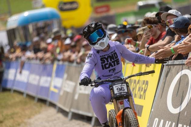 Whoop Mountainbike Downhill Worldcup Val di Sole HOFFMANN Nina SANTA CRUZ SYNDICATEat Whoop Mountainbike Downhill Worldcup Val di Sole, 21 06 2025,in , photo Sebastian Sternemann