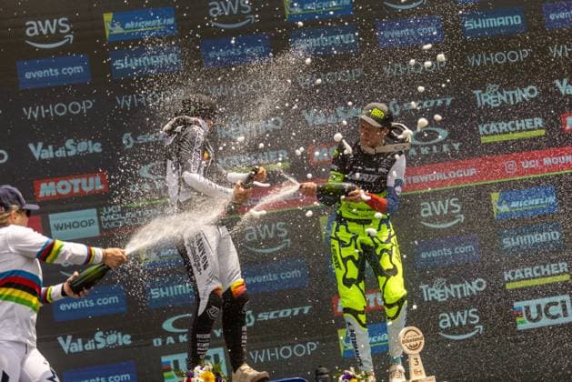 Whoop Mountainbike Downhill Worldcup Val di Sole Podium Womanat Whoop Mountainbike Downhill Worldcup Val di Sole, 21 06 2025,in , photo Sebastian Sternemann