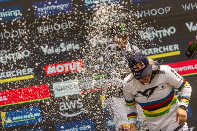 Whoop Mountainbike Downhill Worldcup Val di Sole Podium Womanat Whoop Mountainbike Downhill Worldcup Val di Sole, 21 06 2025,in , photo Sebastian Sternemann