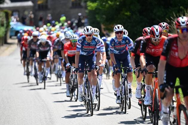 Baloise Belgium Tour 2025 Stage 4 DURBUY, BELGIUM - JUNE 21 : Rider of Soudal Quick-Step in action during stage 4 of the 94th edition of Baloise Tour of Belgium an UCI ProSeries 2.Pro cycling road race stage for Men Elite of 173.4 km with start in Durbuy and finish in Durbuy on June 21, 2025 in Durbuy, Belgium, 21 06 2025 ( Motordriver Guy De Vuyst - Durbuy Belgium  Copyright: xTomasxSiskx