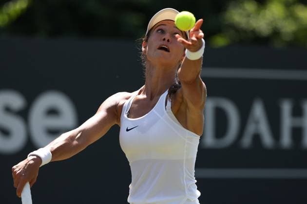 Bad Homburg on 21 06 2025 Tennis Womens Tournament WTA 500 Bad Homburg Open powered by Solarwatt 2025 Match Vitalia Djatchenko vs Yuliia Starodubzeva UKR v l , Vitalia Djatchenko makes a serve Copyright: JoaquimxFerreira