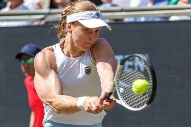 21 06 2025 Tennis WTA Tour Berlin, Singles, Women, Semifinals, Xinyu Wang CHN Ludmilla Samsonova Russia , Steffi Graf Stadium Marketa Vondrousova returns a ball Tennis WTA Tour Berlin