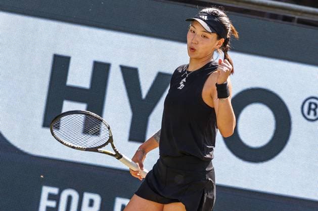 21 06 2025 Tennis WTA Tour Berlin, Singles, Women, Semifinals, Xinyu Wang CHN Ludmilla Samsonova Russia , Steffi Graf Stadium Xinyu Wang celebrates victory Tennis WTA Tour Berlin