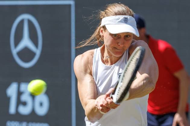 21 06 2025 Tennis WTA Tour Berlin, Singles, Women, Semifinals, Xinyu Wang CHN Ludmilla Samsonova Russia , Steffi Graf Stadium Marketa Vondrousova returns a ball Tennis WTA Tour Berlin