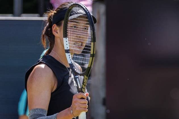 21 06 2025 Tennis WTA Tour Berlin, Singles, Women, Semifinals, Xinyu Wang CHN Ludmilla Samsonova Russia , Steffi Graf Stadium Xinyu Wang is happy about the ball she won Tennis WTA Tour Berlin
