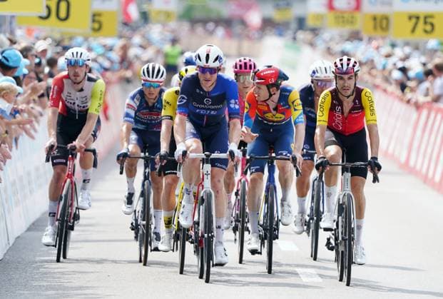 21 06 2025 Switzerland Tour de Suisse Men 2025 57 Stage Neuhausen Emmetten Picture Picture Stefan Kueng SUI Team Groupama FDJ m at the finish in Emmetten