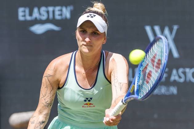 21 06 2025 Tennis WTA Tour Berlin, Singles, Women, Semifinals, Marketa Vondrousova CZE Samsonova Russia , Steffi Graf Stadium Marketa Vondrousova returns a ball Tennis WTA Tour Berlin
