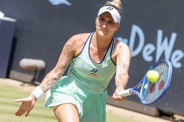 21 06 2025 Tennis WTA Tour Berlin, Singles, Women, Semifinals, Marketa Vondrousova CZE Samsonova Russia , Steffi Graf Stadium Marketa Vondrousova returns a ball Tennis WTA Tour Berlin