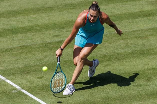 21 06 2025 Tennis WTA Tour Berlin, Singles, Women, Semifinals, Marketa Vondrousova CZE Samsonova Russia , Steffi Graf Stadium Aryna Sabalenka returns a ball Tennis WTA Tour Berlin