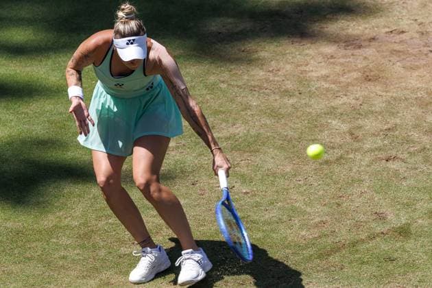 21 06 2025 Tennis WTA Tour Berlin, Singles, Women, Semifinals, Marketa Vondrousova CZE Samsonova Russia , Steffi Graf Stadium Marketa Vondrousova returns a ball Tennis WTA Tour Berlin