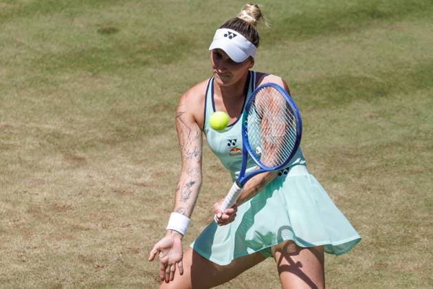 21 06 2025 Tennis WTA Tour Berlin, Singles, Women, Semifinals, Marketa Vondrousova CZE Samsonova Russia , Steffi Graf Stadium Marketa Vondrousova returns a ball Tennis WTA Tour Berlin