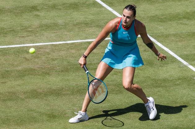 21 06 2025 Tennis WTA Tour Berlin, Singles, Women, Semifinals, Marketa Vondrousova CZE Samsonova Russia , Steffi Graf Stadium Aryna Sabalenka returns a ball Tennis WTA Tour Berlin