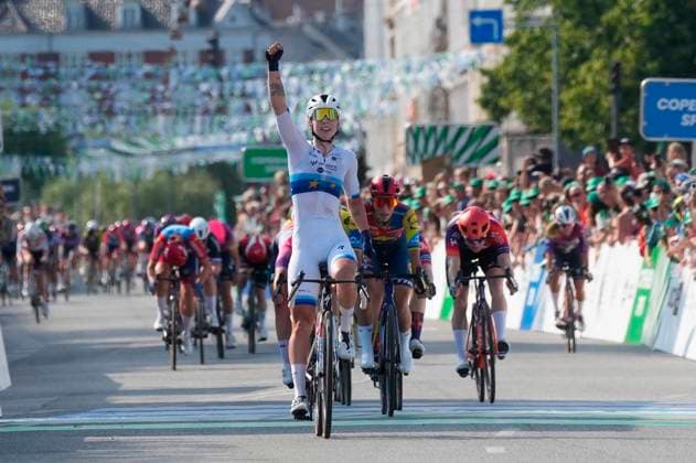 Cycling Copenhagen Sprint Womens Race Dutch European Champion Lorena Wiebes SD Worx crosses the finish line to win the women s Cycling World Tour race Copenhagen Sprint starting in Roskilde and finishing in Copenhagen, Denmark, Saturday June 21, 2025 Photo Ida Marie Odgaard Scanpix 2025 , Roskilde Copenhagen Denmark  Copyright: IdaxMariexOdgaardx spdk20250621-171456-L