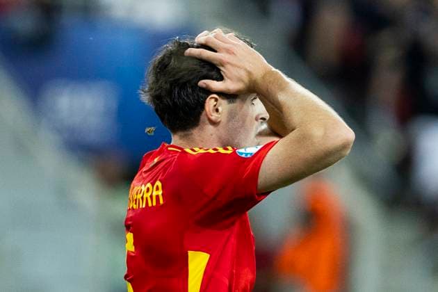 UEFA European Under-21 Championship, quarter-final Spain England 21 06 2025 Javi Guerra Spain, 6 disappointed in the UEFA European Under-21 Championship quarter-final match between Spain England, on 21 06 2025, Anton Malatinsky Stadium, Trnava, Slovakia Copyright: xBEAUTIFULxSPORTS Meuselx