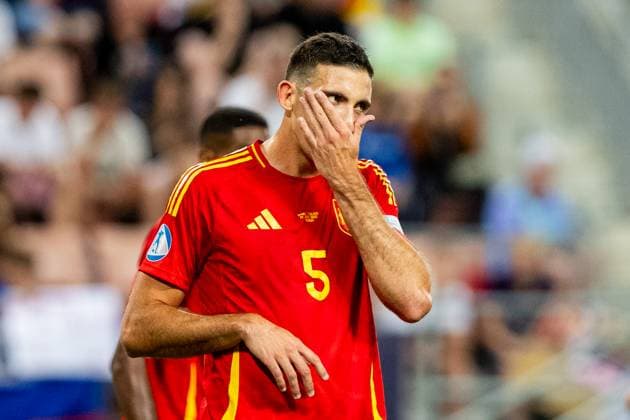 SPAIN U21, U 21 - ENGLAND U21 Cesar Tarrega of Spain during the UEFA European Under-21 Championship 2025 Quarterfinal football match between Spain U21 and England U21. Stadium City Arena, Trnava, Slovakia, June 21, 2025. Photo by Branislav Racko Copyright: xx 080A2061