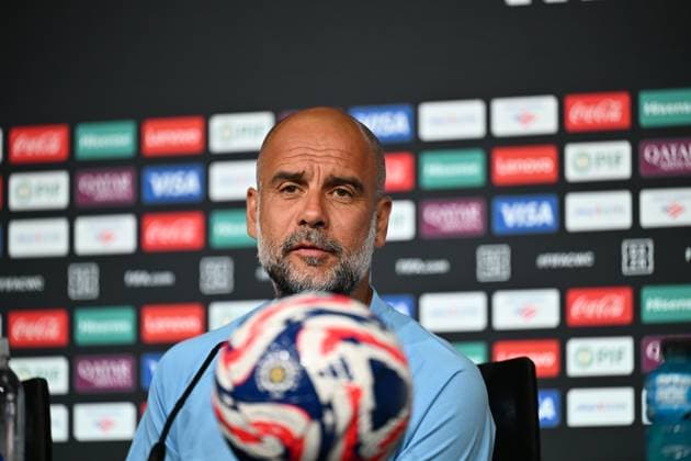 Sport Bilder des Tages Ahead of Al Ain Club v Manchester City - FIFA Club World Cup 2025 ATLANTA, USA - JUNE 21: Head coach Pep Guardiola of Manchester City attends a press conference, PK, Pressekonferenz ahead of the match between Al Ain Club and Manchester City, in Mercedes-Benz Stadium in Atlanta, USA on June 21, 2025. Waleed Zein Anadolu Atlanta United States. Editorial use only. Please get in touch for any other usage.  Copyright: x2025xAnadoluxWaleedxZeinx