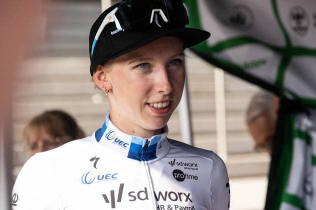 Lorena Wiebes of Netherlands and Team SD Worx after the 1st Copenhagen Sprint 2025 - Women s Elite a 151,3 km one day race from Roskilde to Copenhagen. Copenhagen Denmark Copyright: xKristianxTuxenxLadegaardxBergx 21_06_2025_KTLB_Copenhagen_Sprint_2025_16