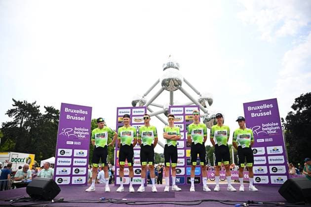 Baloise Belgium Tour 2025 Stage 5 BRUSSEL, BELGIUM - JUNE 22 : Team Wagner Bazin WB during stage 5 of the 94th edition of Baloise Tour of Belgium an UCI ProSeries 2.Pro cycling road race stage for Men Elite of 183.2 km with start in Brussel and finish in Brussel on June 22, 2025 in Brussel, Belgium, 22 06 2025 ( Motordriver Guy De Vuyst - Brussel Belgium  Copyright: xTomasxSiskx