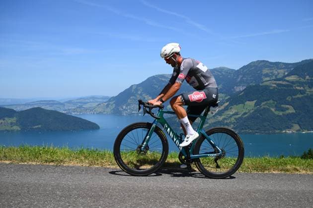 Tour de Suisse 2025 Stage 8 EMMETTEN STOCKHUTTE, SWITZERLAND - JUNE 22 : Janssens Jimmy (BEL) of Alpecin - Deceuninck in action during stage 8 of the 88th edition of Tour de Suisse an UCI World Tour 2.UWT Individual Time Trial stage for Men Elite of 10.1 km with start in Beckenried and finish in Emmetten Stockhutte on June 22, 2025 in Emmetten Stockhutte, Switzerland, 22 06 2025 ( Motordriver Kenny Verfaillie - Emmetten Stockhutte Switzerland  Copyright: xVincentxKalutx