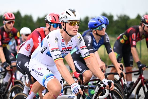 Baloise Belgium Tour 2025 Stage 5 BRUSSEL, BELGIUM - JUNE 22 : Merlier Tim (BEL) of Soudal - Quick Step in action during stage 5 of the 94th edition of Baloise Tour of Belgium an UCI ProSeries 2.Pro cycling road race stage for Men Elite of 183.2 km with start in Brussel and finish in Brussel on June 22, 2025 in Brussel, Belgium, 22 06 2025 ( Motordriver Guy De Vuyst - Brussel Belgium  Copyright: xTomasxSiskx