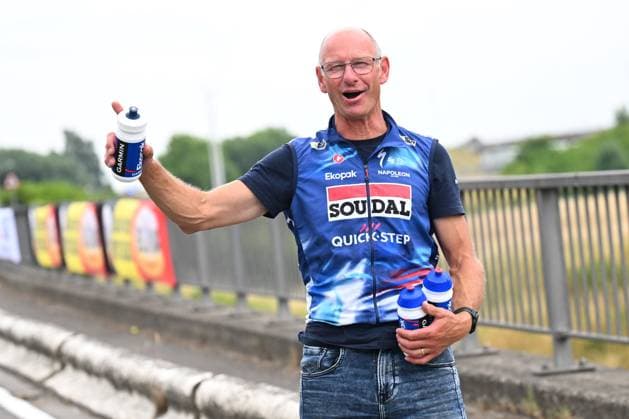 Baloise Belgium Tour 2025 Stage 5 BRUSSEL, BELGIUM - JUNE 22 : Supply Soudal Quick-Step during stage 5 of the 94th edition of Baloise Tour of Belgium an UCI ProSeries 2.Pro cycling road race stage for Men Elite of 183.2 km with start in Brussel and finish in Brussel on June 22, 2025 in Brussel, Belgium, 22 06 2025 ( Motordriver Guy De Vuyst - Brussel Belgium  Copyright: xTomasxSiskx