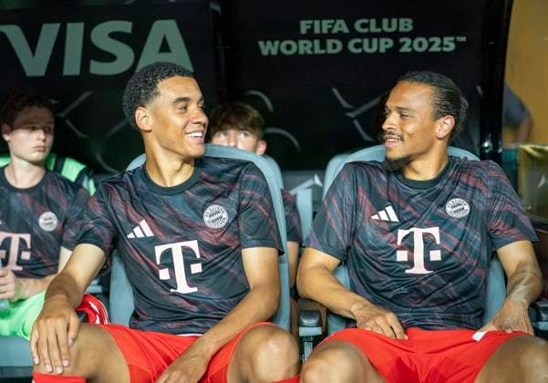 Jamal Musiala FC Bayern Muenchen, 42 and Leroy Sane FC Bayern Muenchen, 10 FIFA Club World Cup FC Bayern Munich CA Boca Juniors 20 06 2025, FIFA Club World Cup FC Bayern Munich CA Boca Juniors at Hard Rock Stadium, Miami Gardens, Florida, USA Copyright: HMBxMedia xMarcoxBader