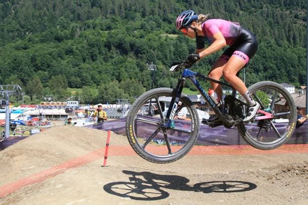 UCI MTB World Cup - XCO Pierre Teyssot MAXPPP ; UCI MTB World Cup - XCO. Commezzadura, Italy on June 22, 2025. Cross-Country Olympic Race, Women, Nicole Koller (SUI) Pierre Teyssot Maxppp Commezzadura Trentino Italy  Copyright: xMAXPPPxPierrexTeyssotx PT1_4760 PT1_4760