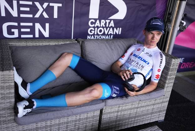 Omrzel Jakob of Bahrain Victorious Development Team white jersey during the stage 8 of the Giro Next Gen 2025, from Pinerolo (To) to Pinerolo (To), 147 km, Italy - Sunday, June 22, 2025. - cycling.  Copyright: xFabioxFerrari LaPressex