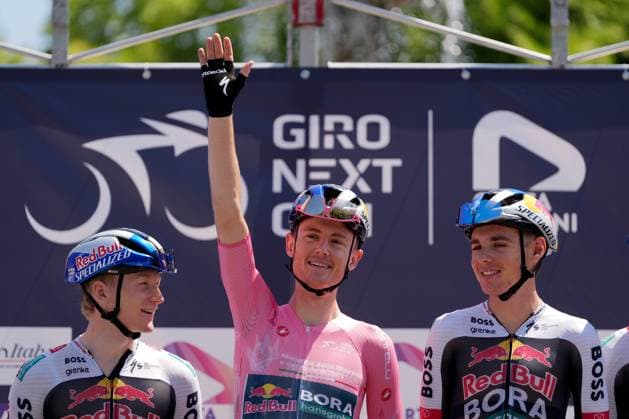 Tuckwell Luke of Red Bull - Bora - Hansgrohe Rookies pink jersey during the stage 8 of the Giro Next Gen 2025, from Pinerolo (To) to Pinerolo (To), 147 km, Italy - Sunday, June 22, 2025. - cycling.  Copyright: xGianxMattiaxD Alberto LaPressex