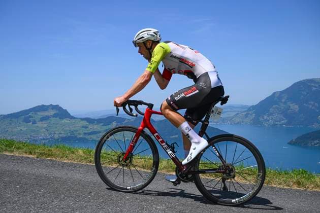 Tour de Suisse 2025 Stage 8 EMMETTEN STOCKHUTTE, SWITZERLAND - JUNE 22 : Rutsch Jonas (GER) of Intermarche - Wanty in action during stage 8 of the 88th edition of Tour de Suisse an UCI World Tour 2.UWT Individual Time Trial stage for Men Elite of 10.1 km with start in Beckenried and finish in Emmetten Stockhutte on June 22, 2025 in Emmetten Stockhutte, Switzerland, 22 06 2025 ( Motordriver Kenny Verfaillie - Emmetten Stockhutte Switzerland  Copyright: xVincentxKalutx