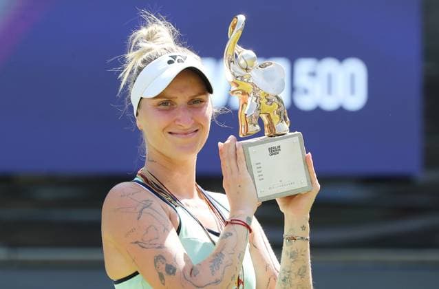 Winner Marketa Vondrousova CZE with trophy in the Steffi Graf Stadium Sport Final HYLO Berlin Tennis Open Women on grass 22 06 2025