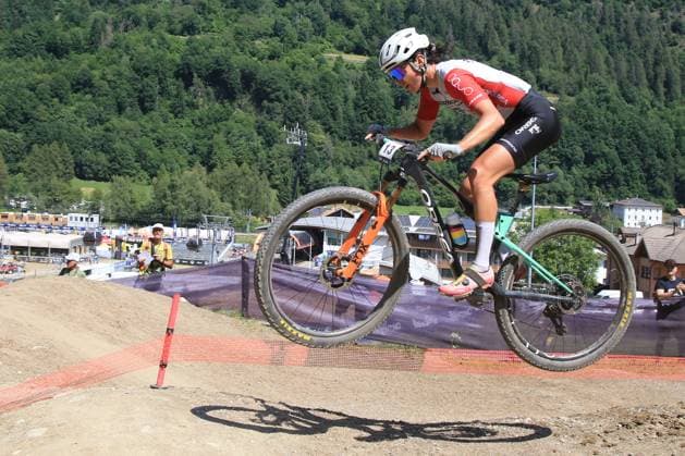 22nd June 2025, Val di Sole, Trentino, Italy; UCI Mountain Bike World Cup, Day 3; Jennifer Jackson (CAN)  ActionPlus12804118 PierrexTeyssot