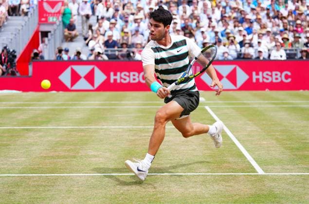 Carlos Alcaraz in action during the Final Queen s Club Championships, Day 14, Queen s Club, West Kensington, London, UK - 22 Jun 2025  Copyright: xJavierxGarcia Shutterstockx 15366611c