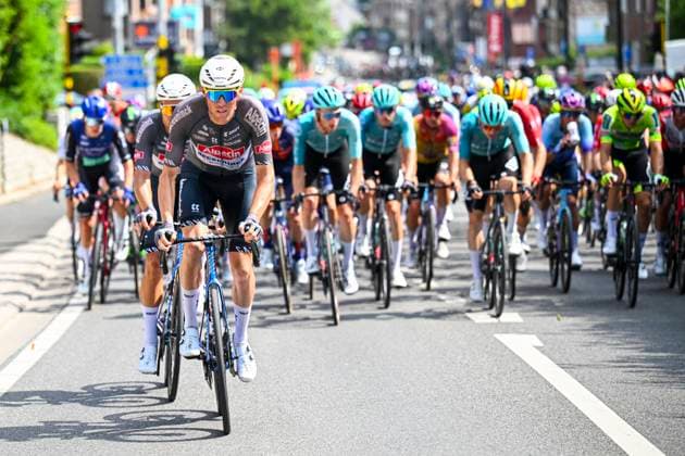 Baloise Belgium Tour 2025 Stage 5 BRUSSEL, BELGIUM - JUNE 22 : Rider of Alpecin - Deceuninck in action during stage 5 of the 94th edition of Baloise Tour of Belgium an UCI ProSeries 2.Pro cycling road race stage for Men Elite of 183.2 km with start in Brussel and finish in Brussel on June 22, 2025 in Brussel, Belgium, 22 06 2025 ( Motordriver Guy De Vuyst - Brussel Belgium  Copyright: xTomasxSiskx