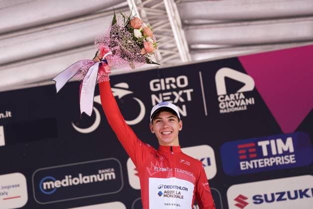 Aubin Sparfel Decathlon AG2R La Mondiale Development Team Red Jersey during the stage 8 of the Giro Next Gen 2025, from Pinerolo (To) to Pinerolo (To), 147 km, Italy - Sunday, June 22, 2025. - cycling.  Copyright: xFabioxFerrari LaPressex