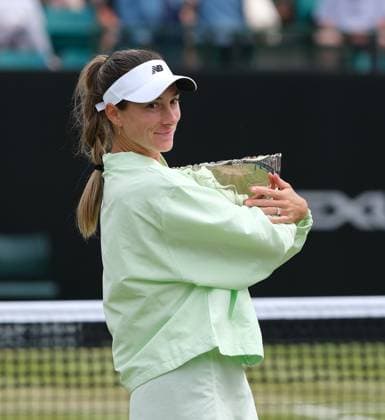 22nd June 2025; Lexus Nottingham Tennis Centre, Nottingham, England; Lexus Nottingham Open, Day 7; McCartney Kessler (USA) with the trophy after winning the Nottingham open womens singles defeating Dayana Yastremska 6-4 7-5  ActionPlus12804239 PaulxBonser