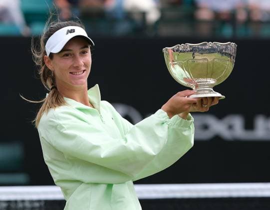 22nd June 2025; Lexus Nottingham Tennis Centre, Nottingham, England; Lexus Nottingham Open, Day 7; McCartney Kessler (USA) with the trophy after winning the Nottingham open womens singles defeating Dayana Yastremska 6-4 7-5  ActionPlus12804244 PaulxBonser