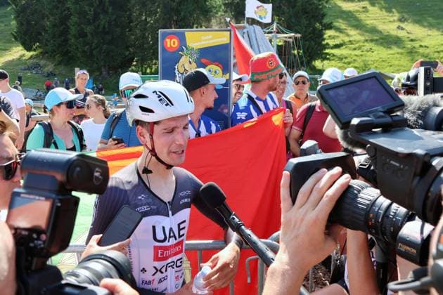 22 06 2025 Tour de Suisse 2025 Individual time trial Beckenried Stockhuette Picture Joao Almeida POR Team UAE Emirates Winner of the Tour de Suisse Action Single picture