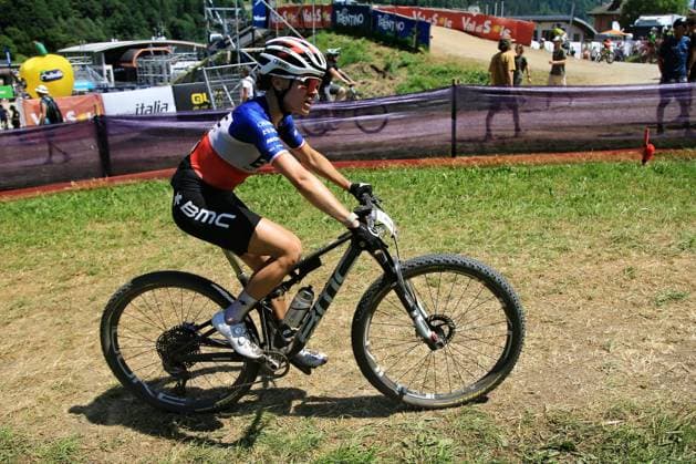 UCI MTB World Cup - XCO Pierre Teyssot MAXPPP ; UCI MTB World Cup - XCO. Commezzadura, Italy on June 22, 2025. Cross-Country Olympic Race, Women, Loana Lecomte (FRA) Pierre Teyssot Maxppp Commezzadura Trentino Italy  Copyright: xMAXPPPxPierrexTeyssotx PT1_4956R PT1_4956R